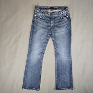 Silver Jeans Co Womens 34 X 31 Blue Tuesday Slim Boot Denim Mid Rise Western